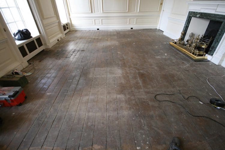 Oak flooring restoration - work begins