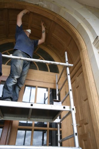 Oak door restoration - arch