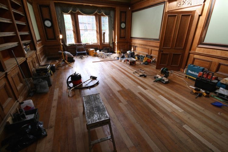 Oak floor - restoration in progress