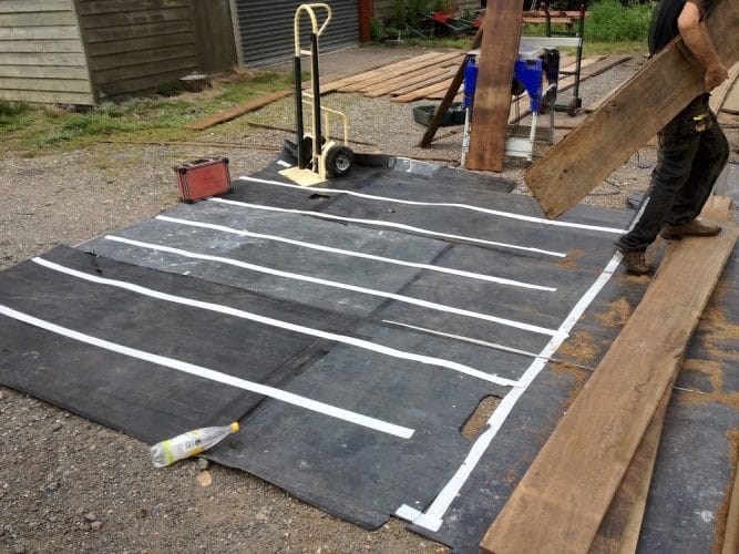 Reclaimed oak floor restoration- laying out