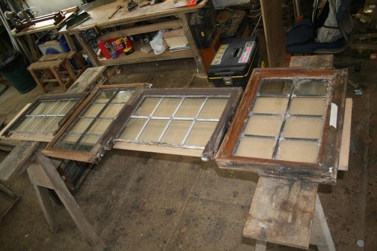 Wood window restoration - removed frames