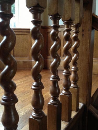 Wood panelling restoration country manor - baluster
