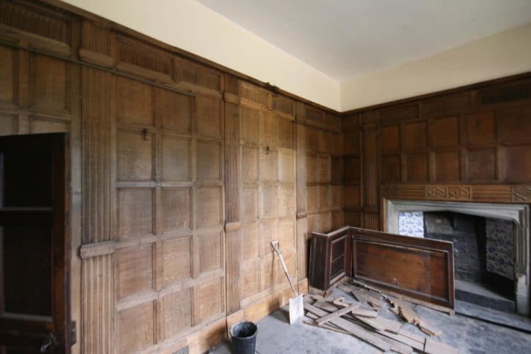 Wood panelling restoration, before work started