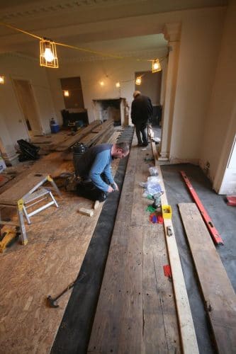 Reclaimed oak floor restoration - laying the floor