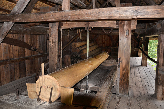 Knock and Drop Mill built in 1673 located in The Black Forest Open Air Museum, Vogtsbauernhof. 
