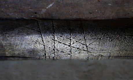 A net to catch devils found scratched by the National Trust under floorboards at Knole House, Sevenoaks